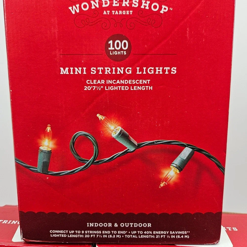 Wondershop 3pk 100ct Clear Mini String Lights Green Wire Indoor Outdoor New